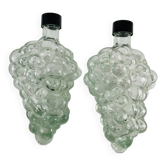 2 carafe bottles with bunches of grapes in glass - Empoli - Vintage