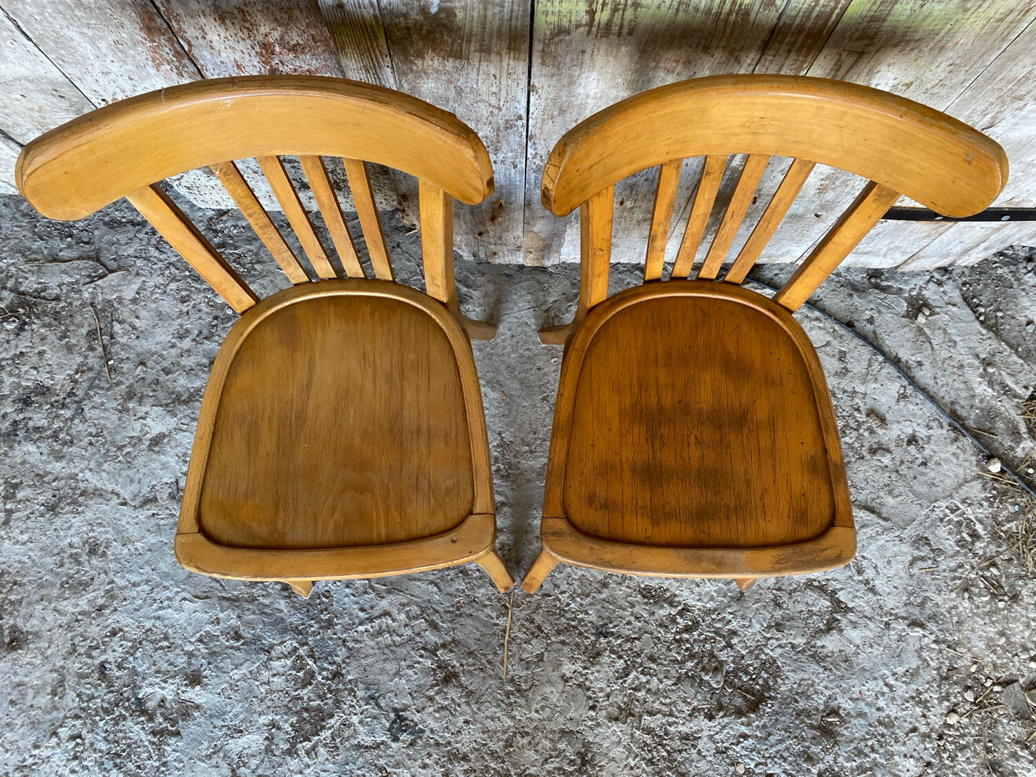 Pair of Vintage Bistro Chairs LUTERMA Light Wood 1960s
