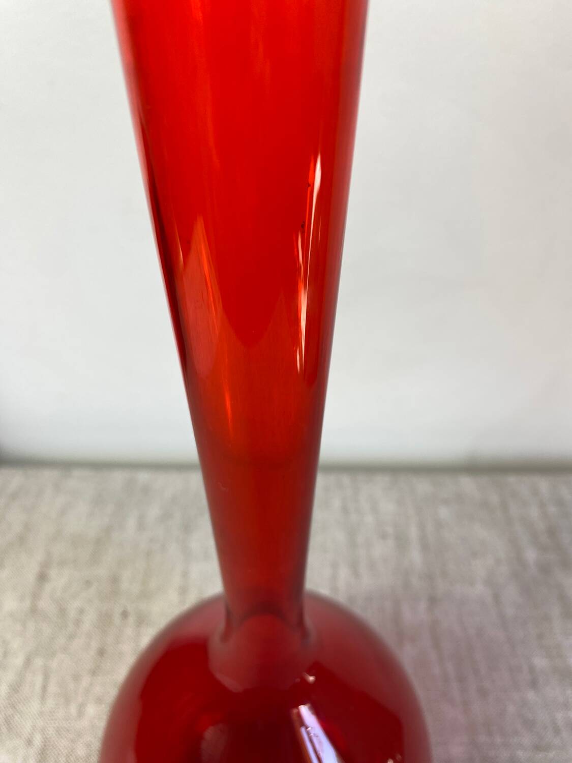 Red glass vase