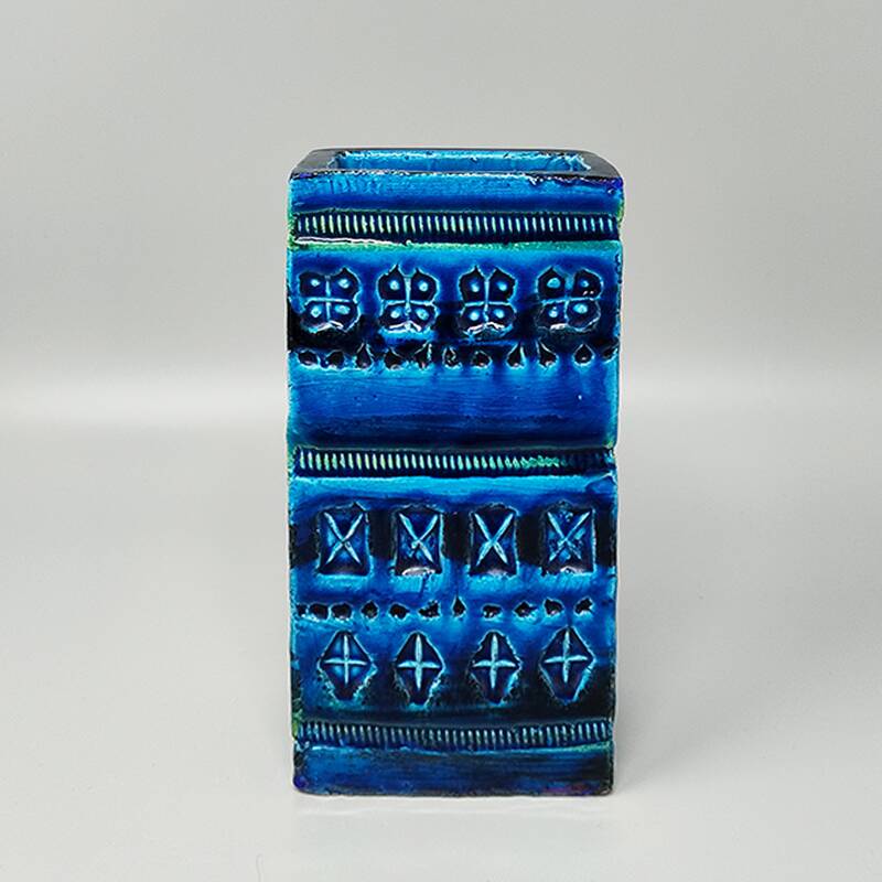 1960s Stunning Vase by Aldo Londi for Bitossi "Blue Rimini Collection"