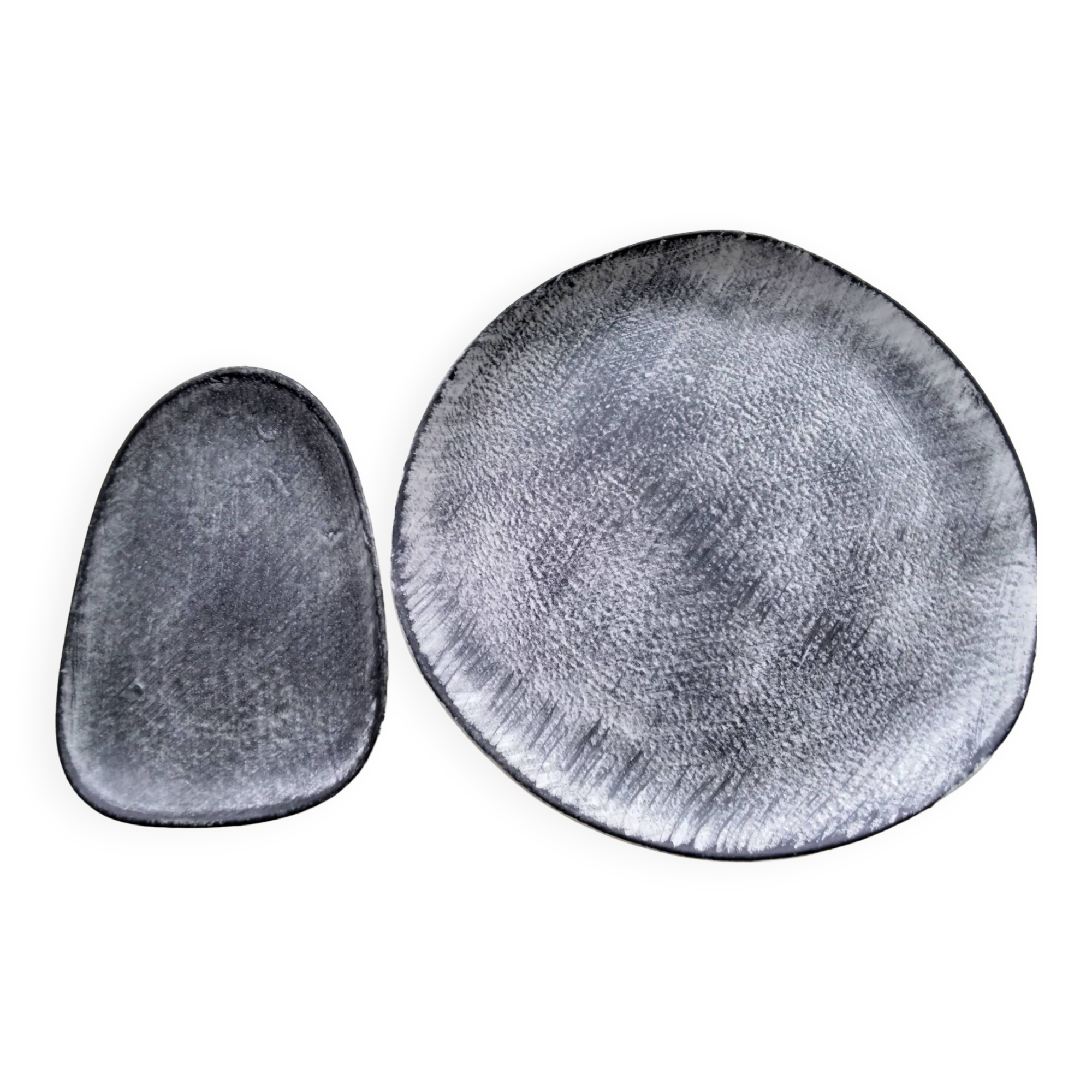 Dish and bowl set in gray sandstone Crépuscule model