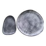 Dish and bowl set in gray sandstone Crépuscule model