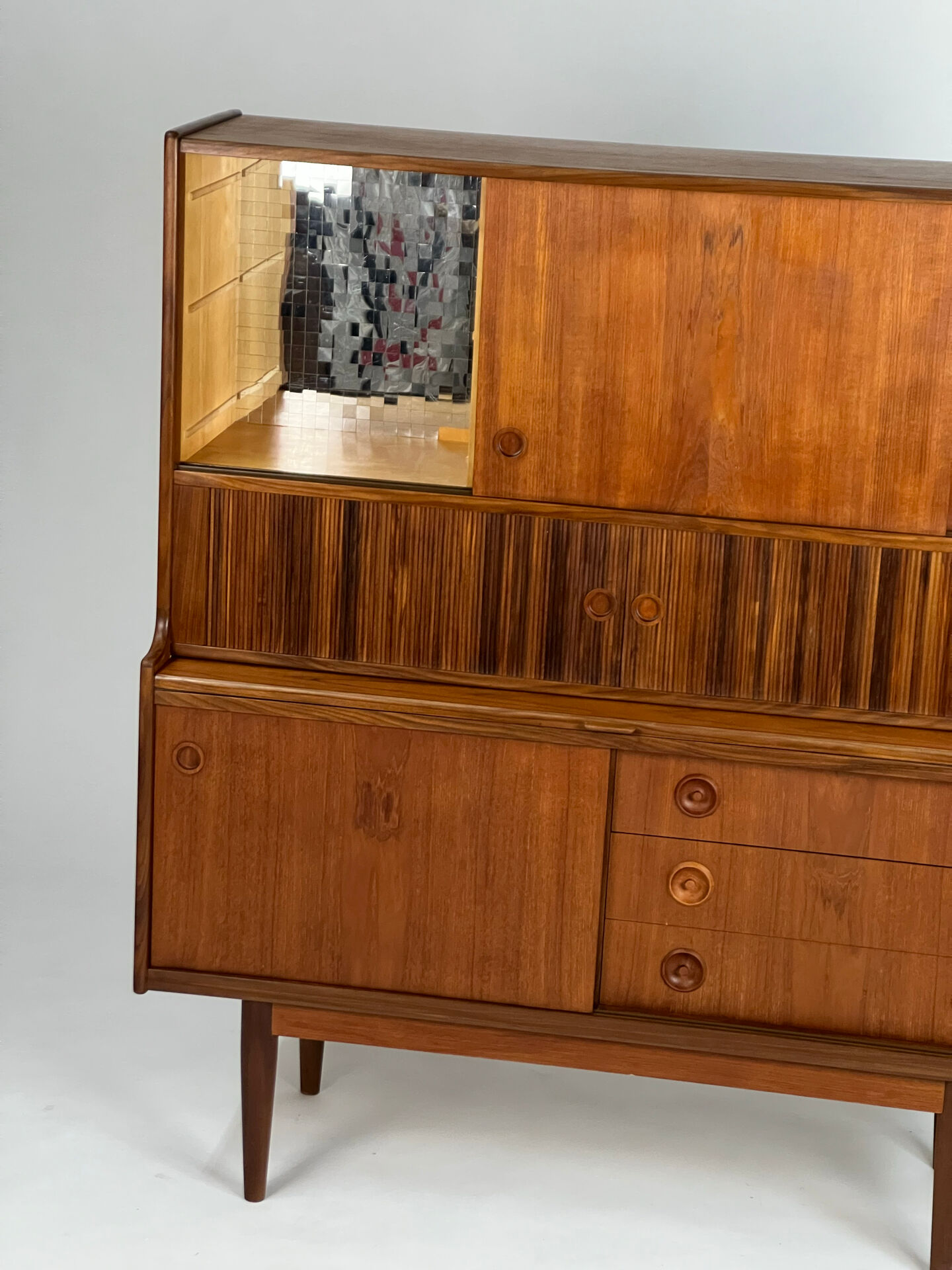 Danish teak highboard cabinet by Johannes Andersen 1960s