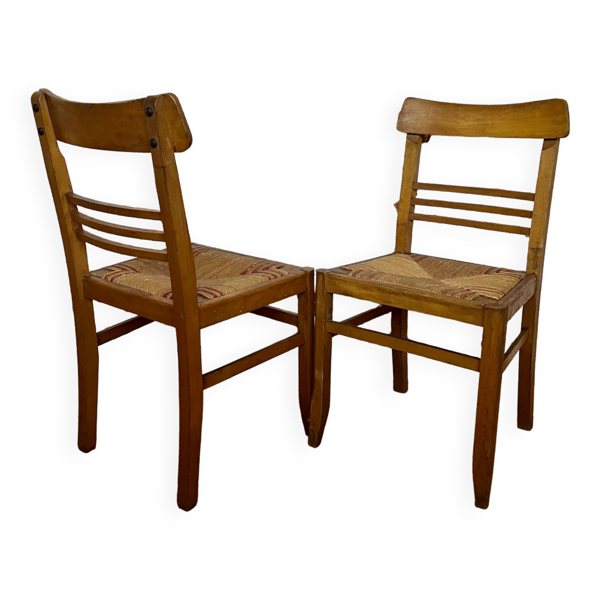 Pair of 70s straw chairs