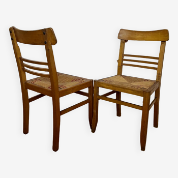 Pair of 70s straw chairs