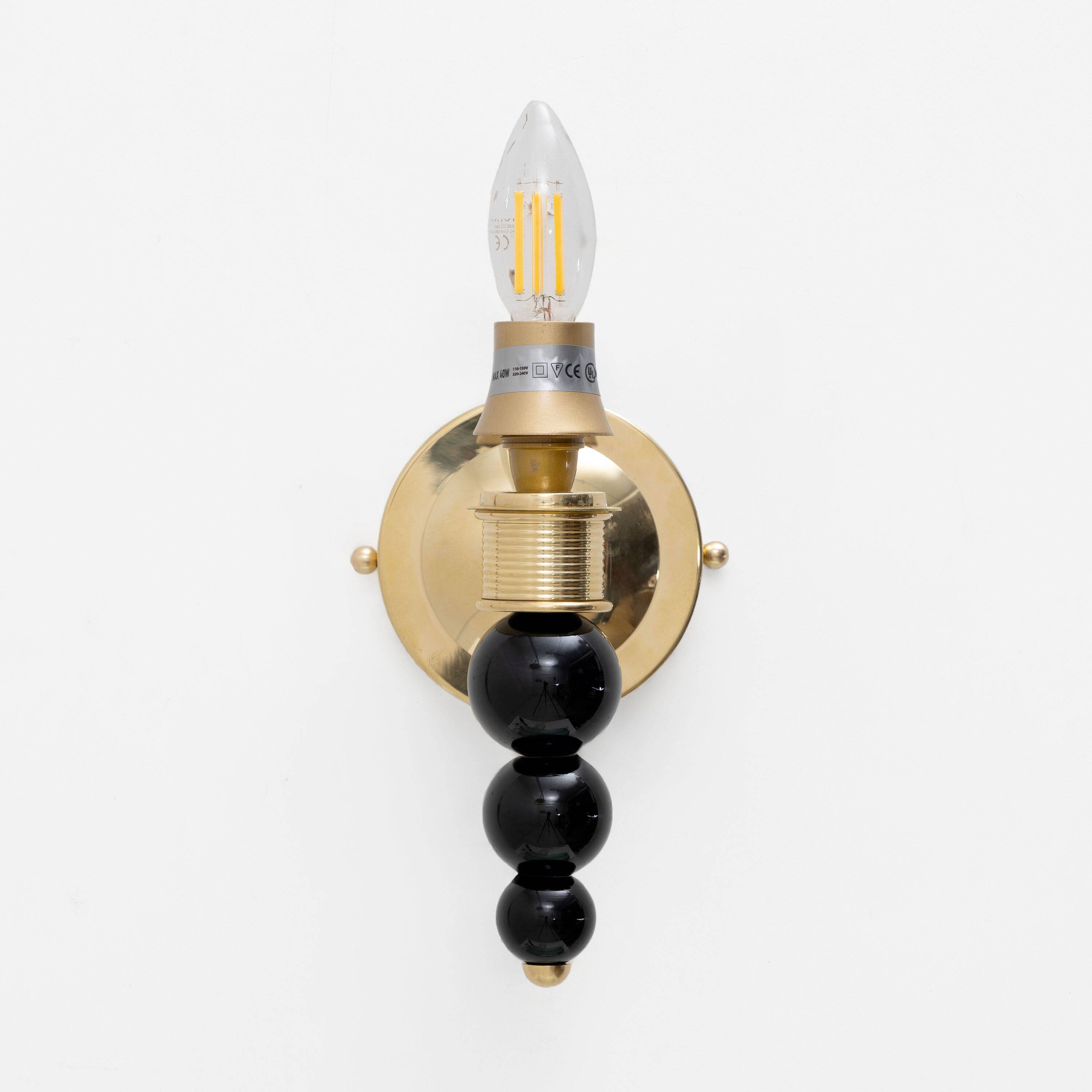 Pair of Italian Murano Glass Wall Sconces with Gold Dust Inclusions and Bra