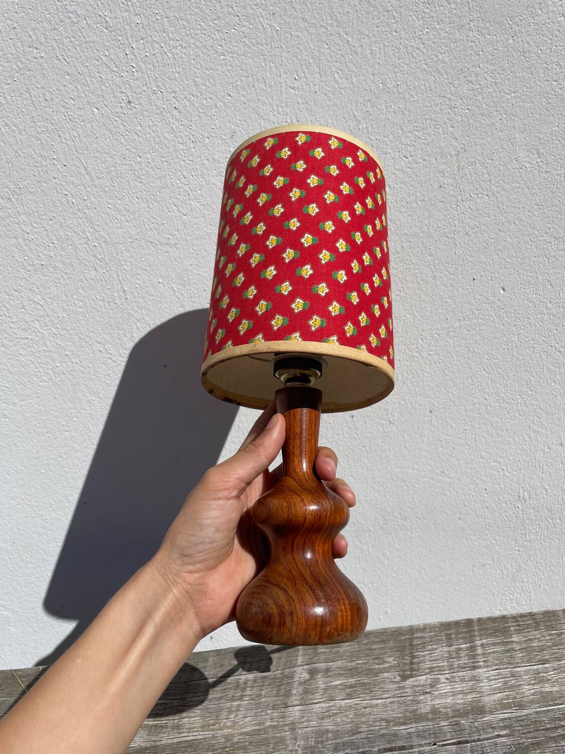 Wooden bedside lamp 1970