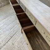 XXL walnut trade counter with multiple drawers