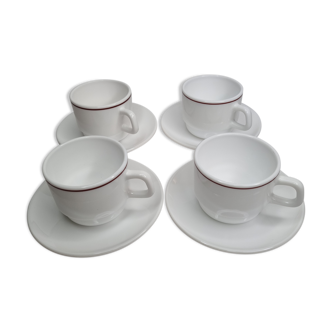 Set of four vintage Arcopal stackable chocolate cups