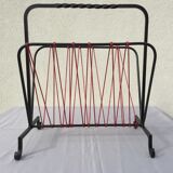OLD MAGAZINE HOLDER VINTAGE BOOKS 50/70' WROUGHT IRON SCOUBIDOU