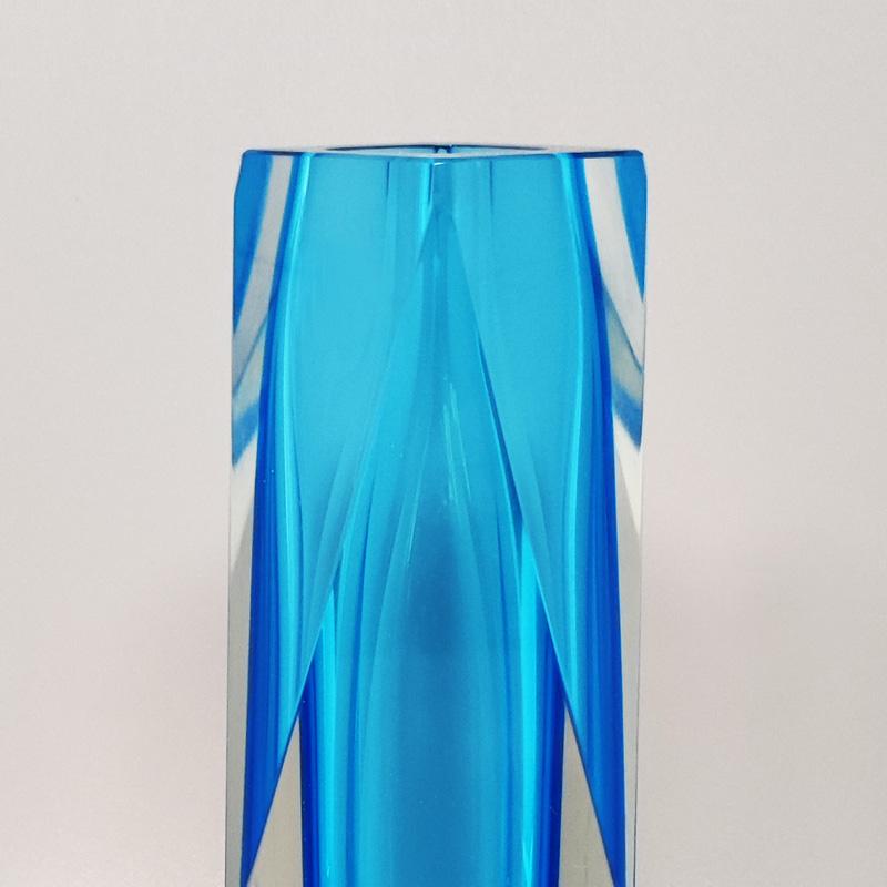 1960s blue vase by Flavio Poli for Seguso. made in italy