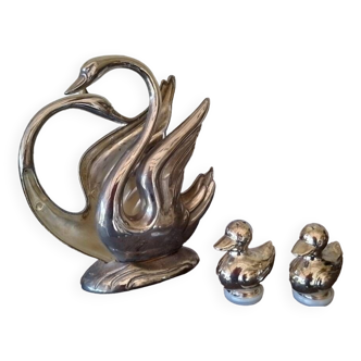 Vintage silver metal salt and pepper shaker