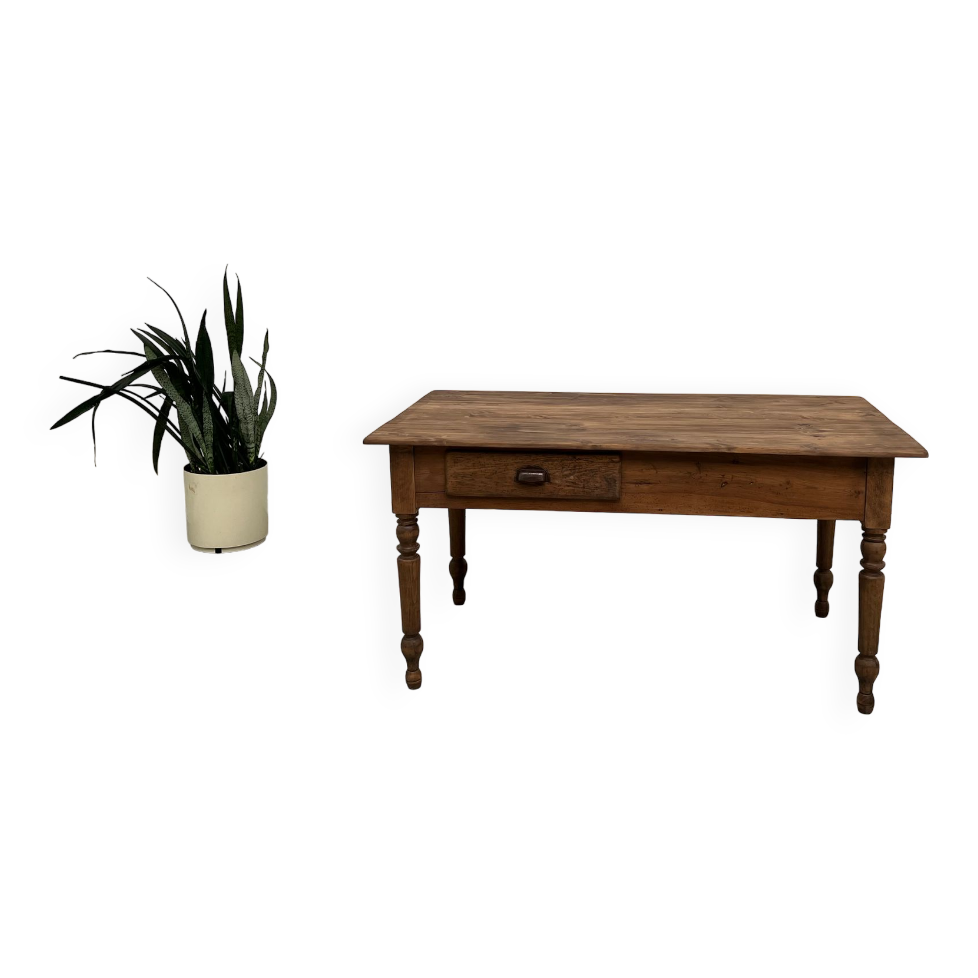 Table de travail de ferme en pin, des années 50