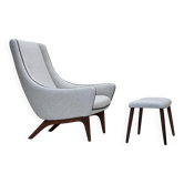 Années 1960, design danois par Illum Wikkelsø, modèle ML 140, tabouret, retapissé.