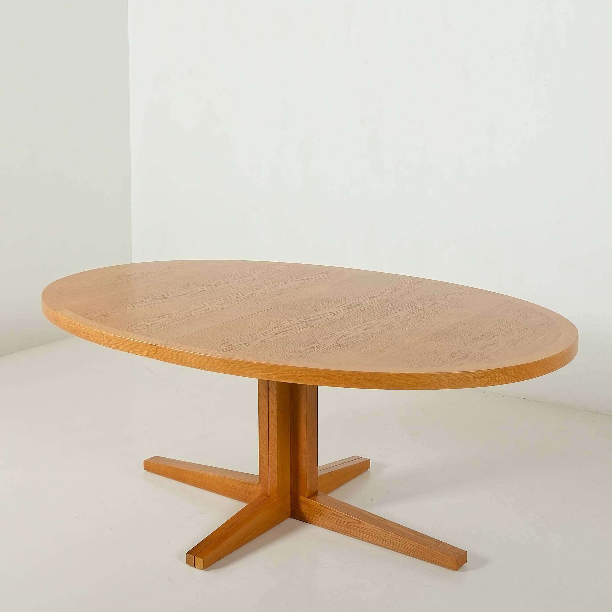 Danish extra large oak extension oval table attributed to Skovby, 1970s