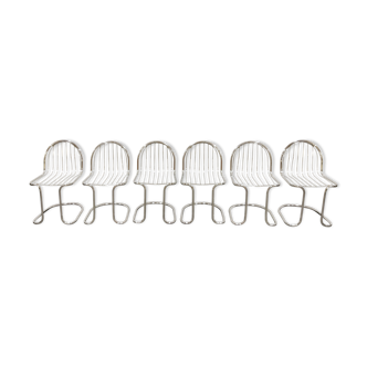Vintage chrome cantilever dining chairs, 1970s