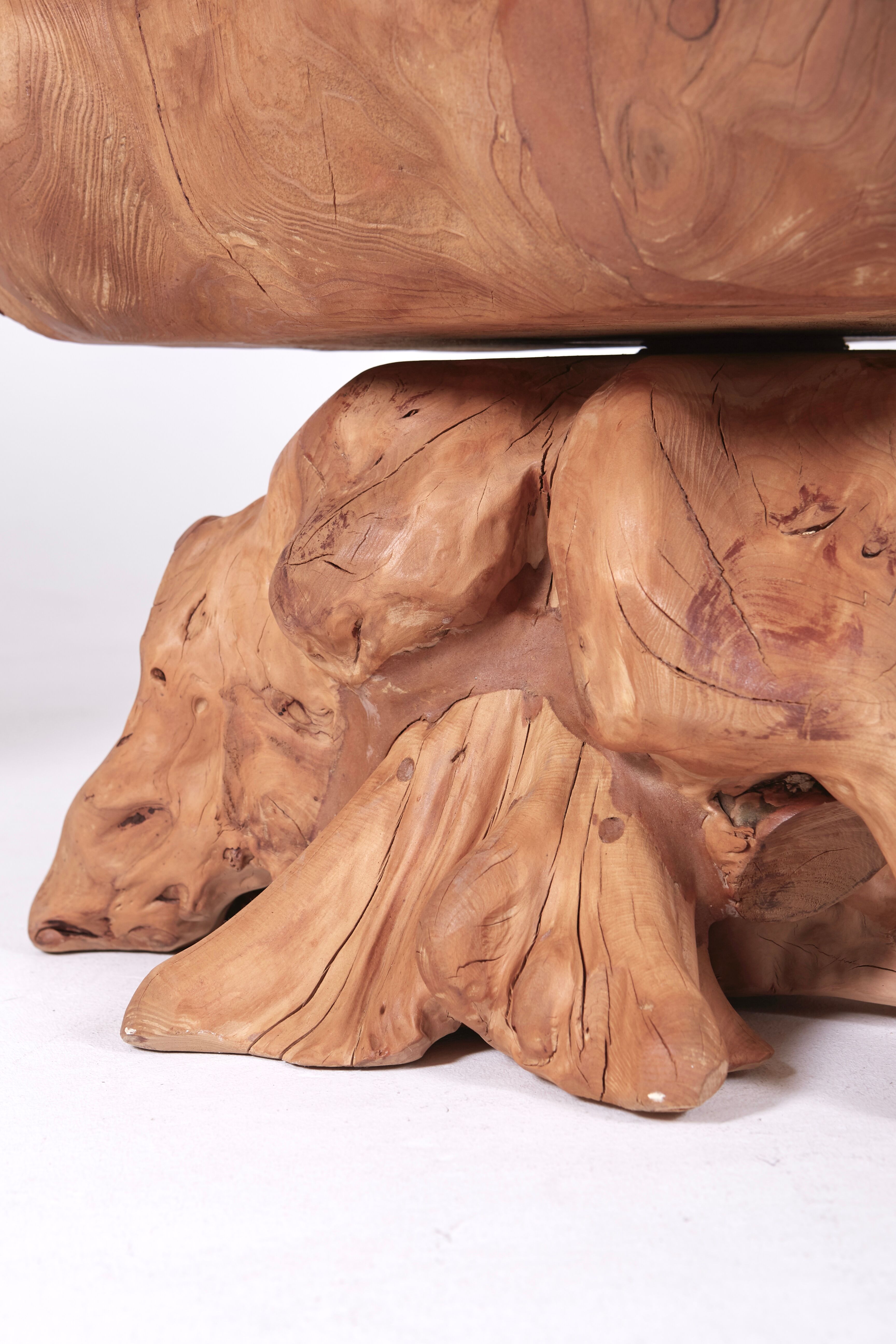 Olive root armchair brutalist design