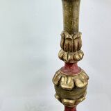 Large polychrome wooden lamp base 53.5 cm high from the socket.