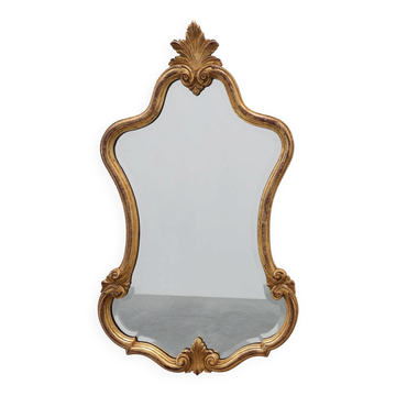 Florentine Style Giltwood Mirror with Acanthus Crest and Bevelled Glass, It