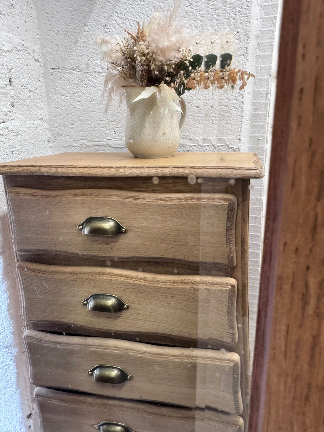 Antique oak wardrobe with mirror – fully restored