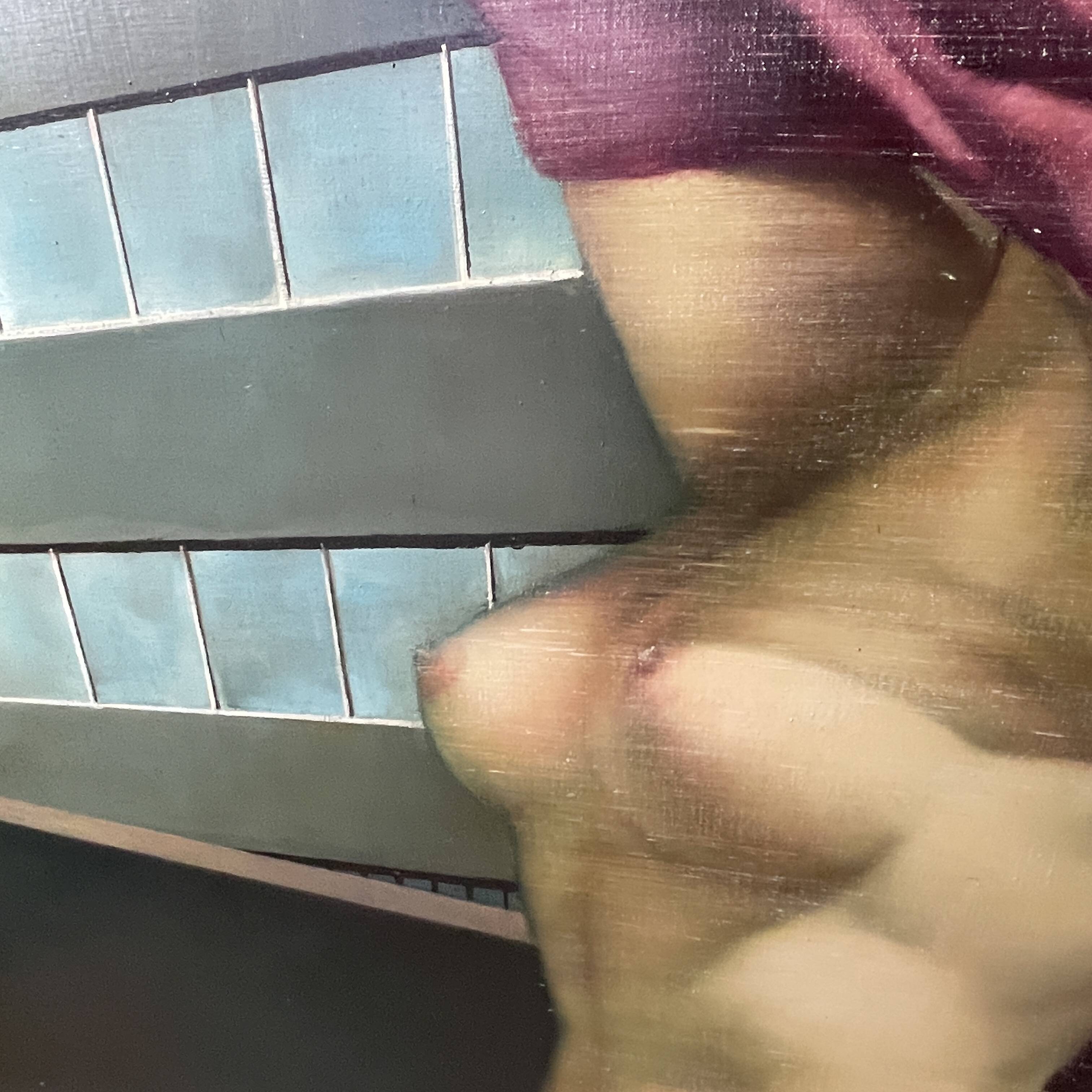 Painting "Nude at the traffic sign" Belgian Pop Art, MACKOWIAK ERWIN, oil on canvas, ca 1975