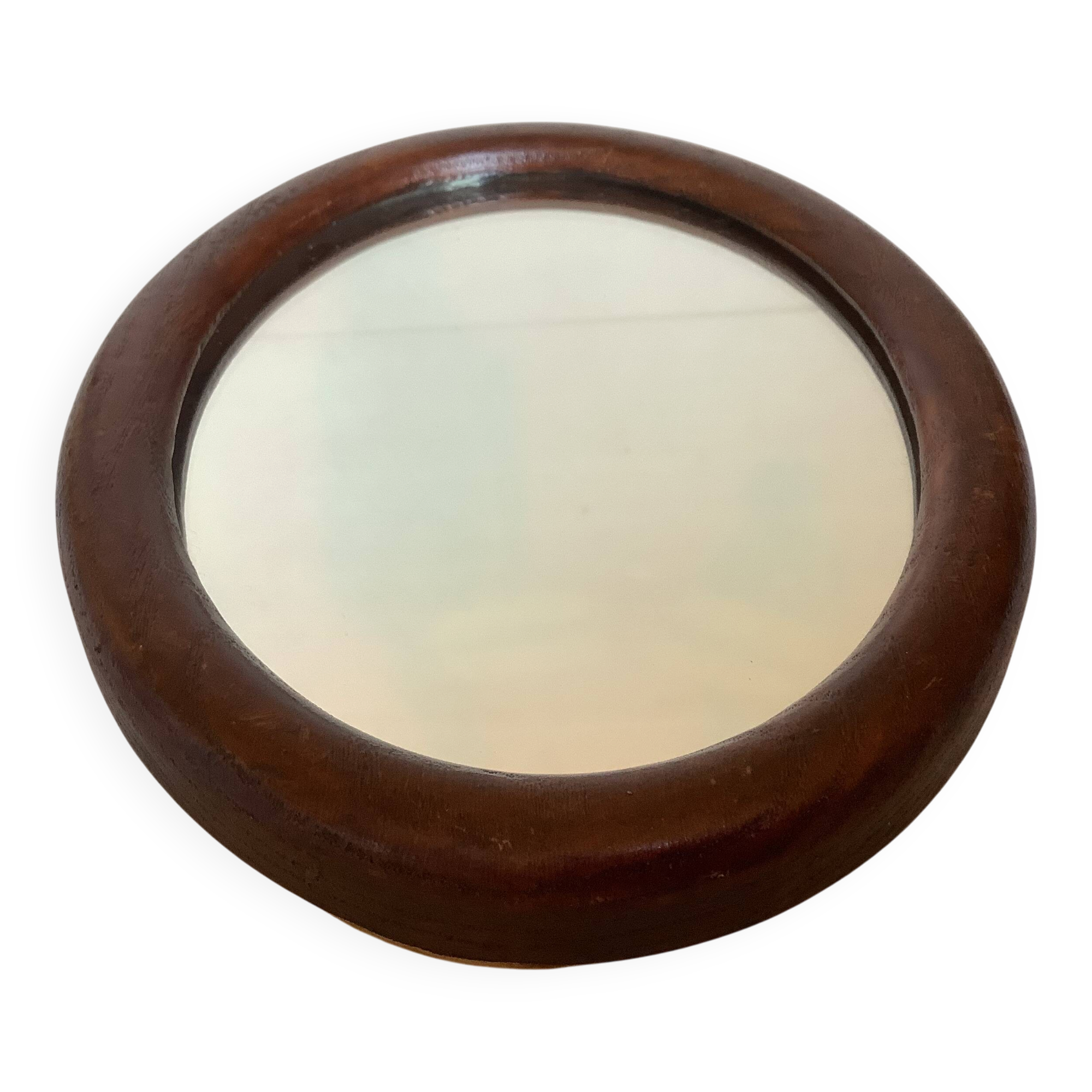 Mini oval wooden mirror