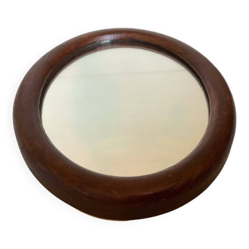 Mini oval wooden mirror