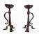 Pair of tripod candlesticks in wrought iron, neo-Gothic style, French work.