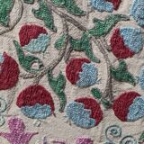 Antique hand embroidered silk suzani bedspread