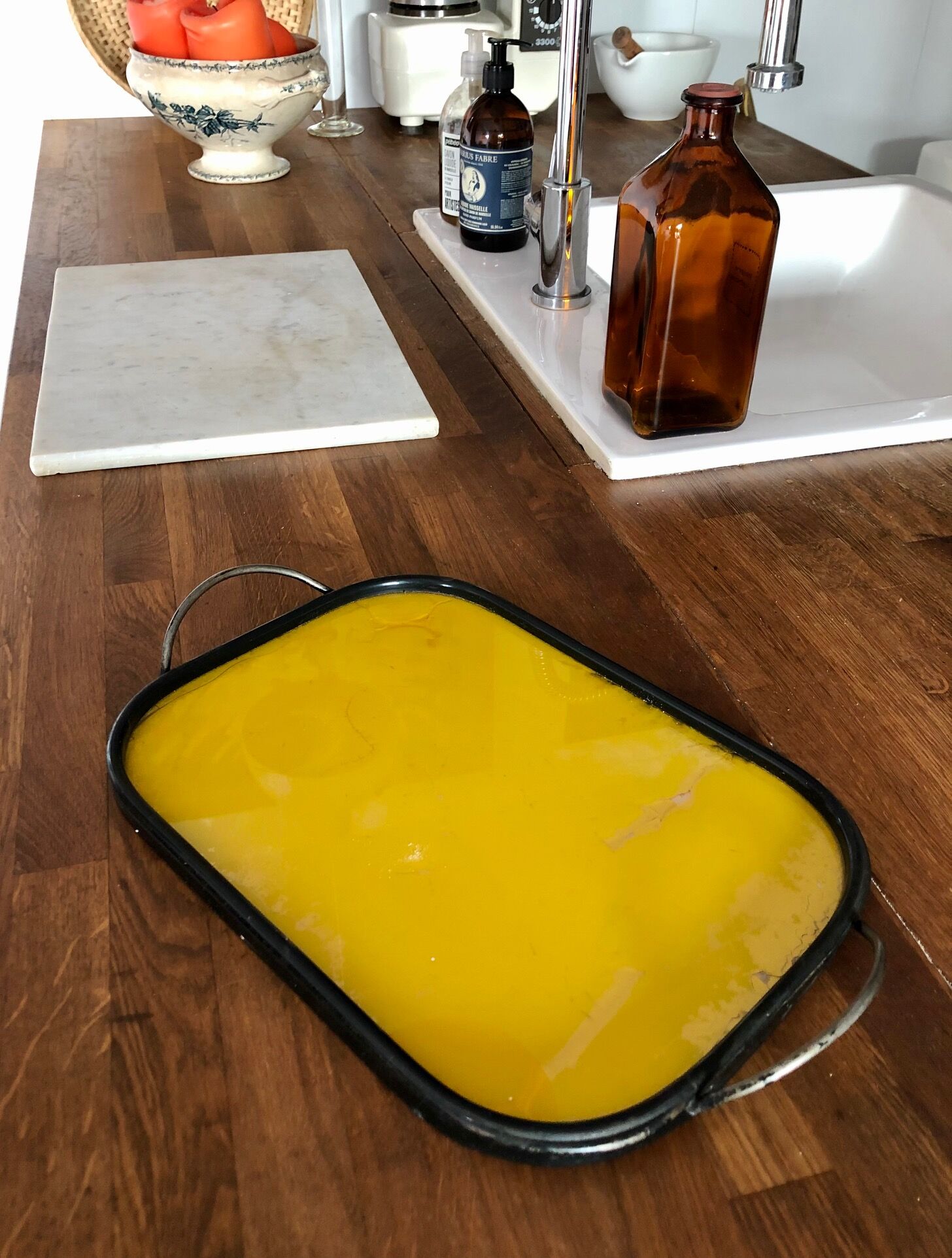 Glass and metal tray 33x24