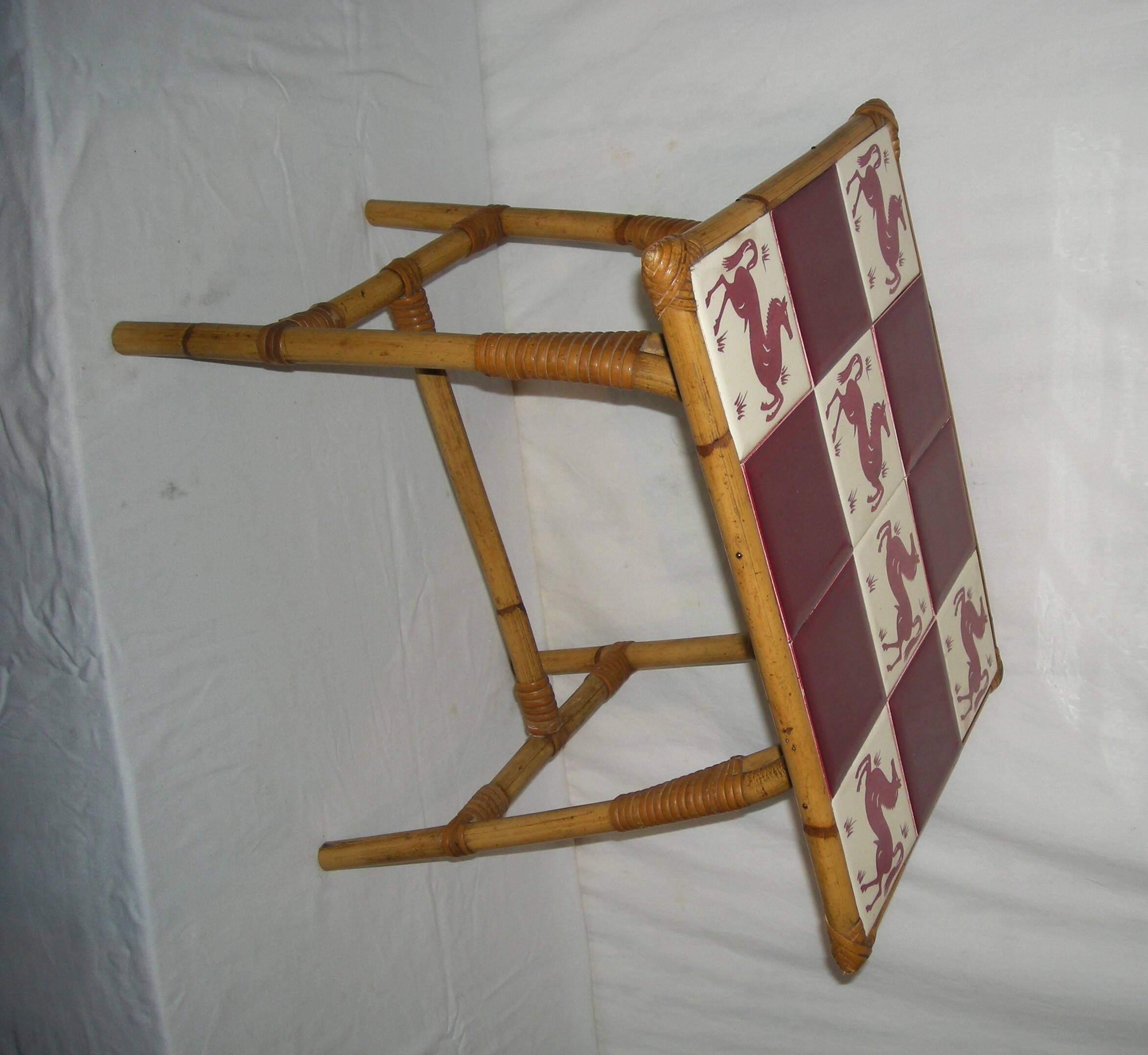 Bamboo-rattan coffee table from the 50s