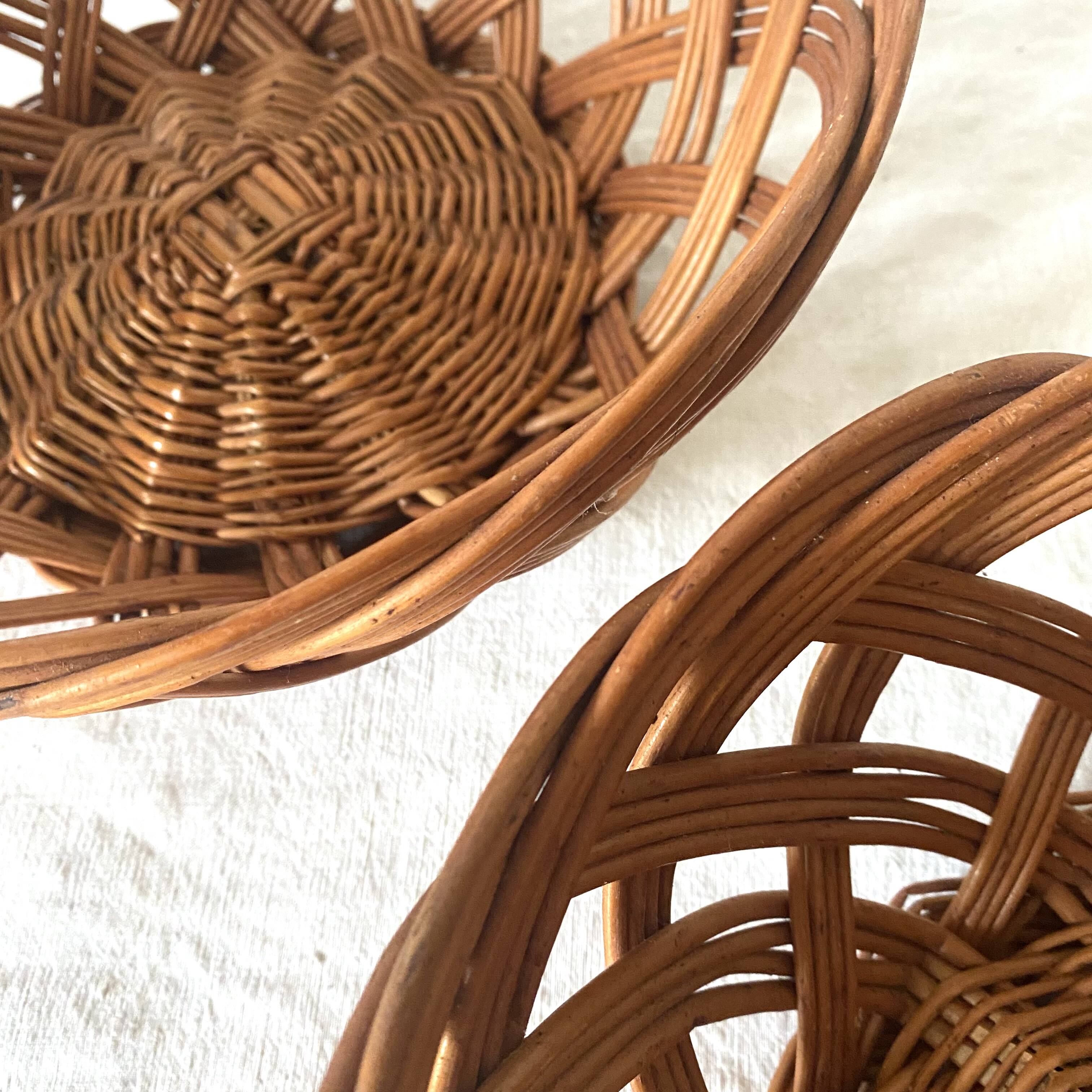 Vintage woven wicker baskets