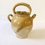 Antique Provençal jug / goat in yellow enamelled stoneware