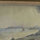 Aquarelle ancienne vue de Marseille signée H Patrice