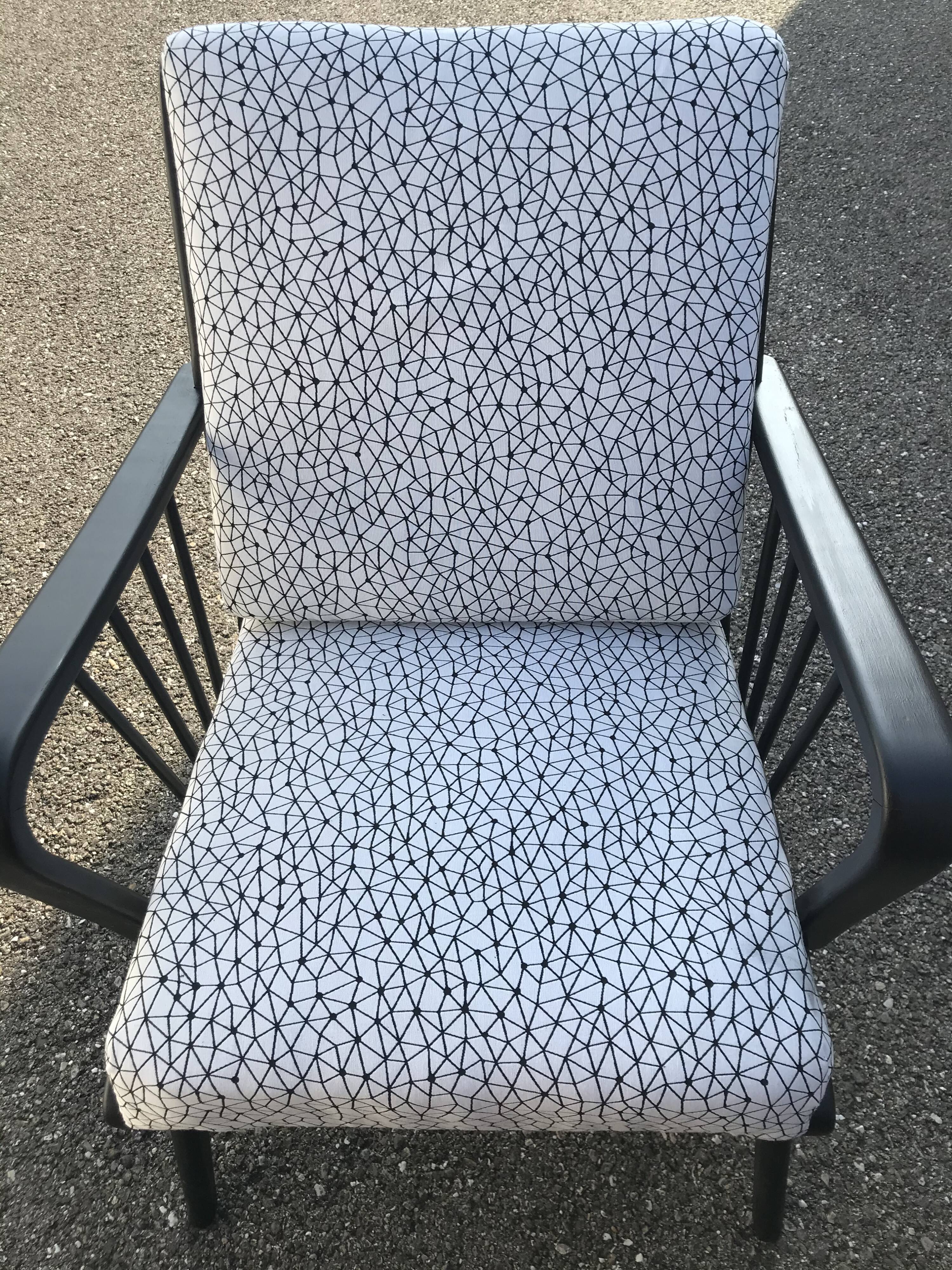 Armchairs with black and white patterns vintage 60s
