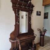 Cloakroom Napoleon III coat rack 19th in solid oak