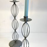 Geometric METAL CANDLE HOLDERS Patinated Gray