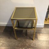 Small 2-Level Side Table in Brass and Glass, 1970s