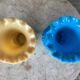 Paire de vases opaline de foire début XX