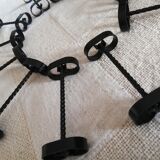 Set of 12 black twisted wrought iron knife holders from the 50s