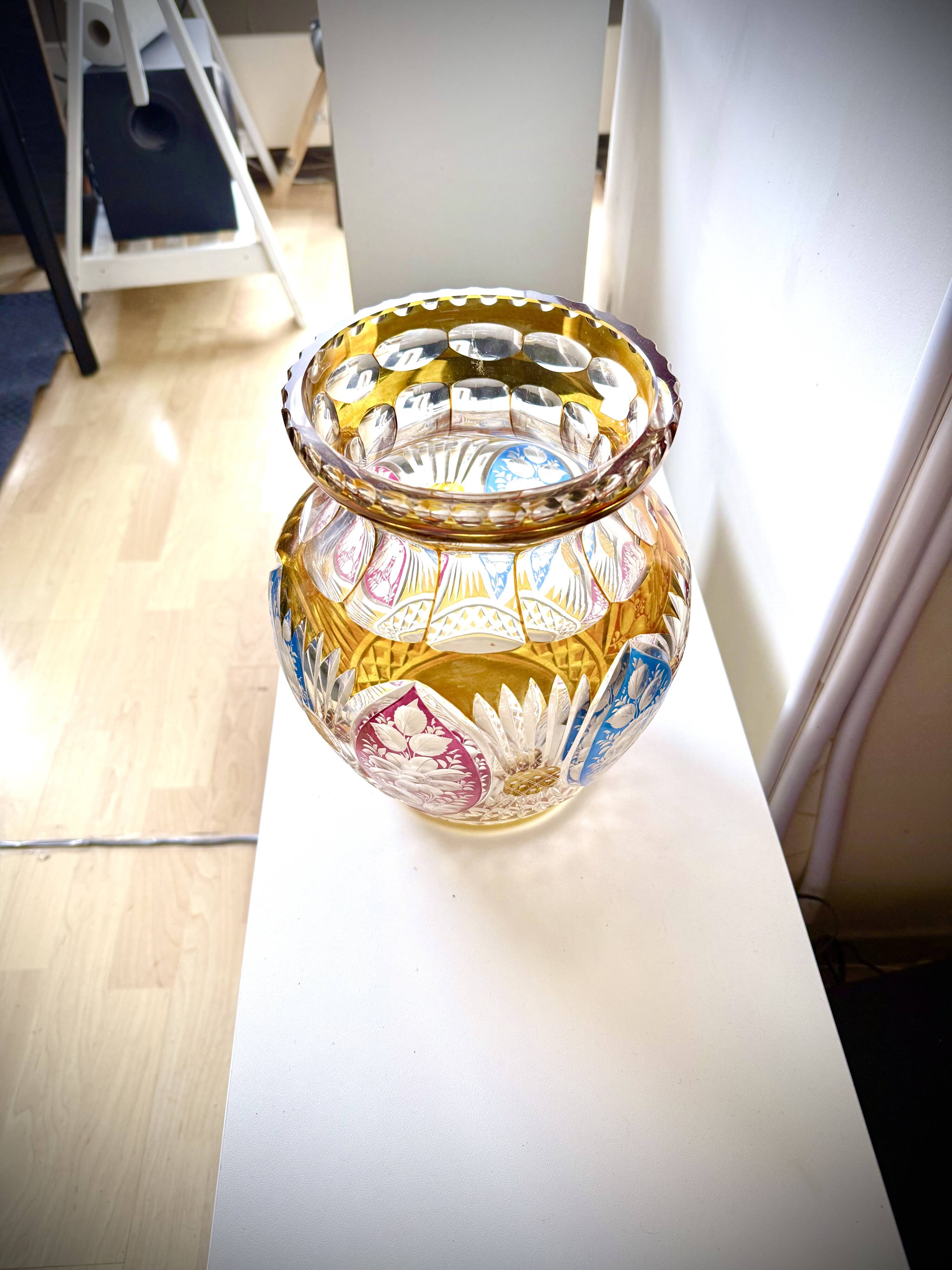 Large Bohemian crystal vase