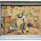 1930s/1950s, Watercolor Gouachée Figurant Un Intérieur Au Bouquet De Fleurs.
