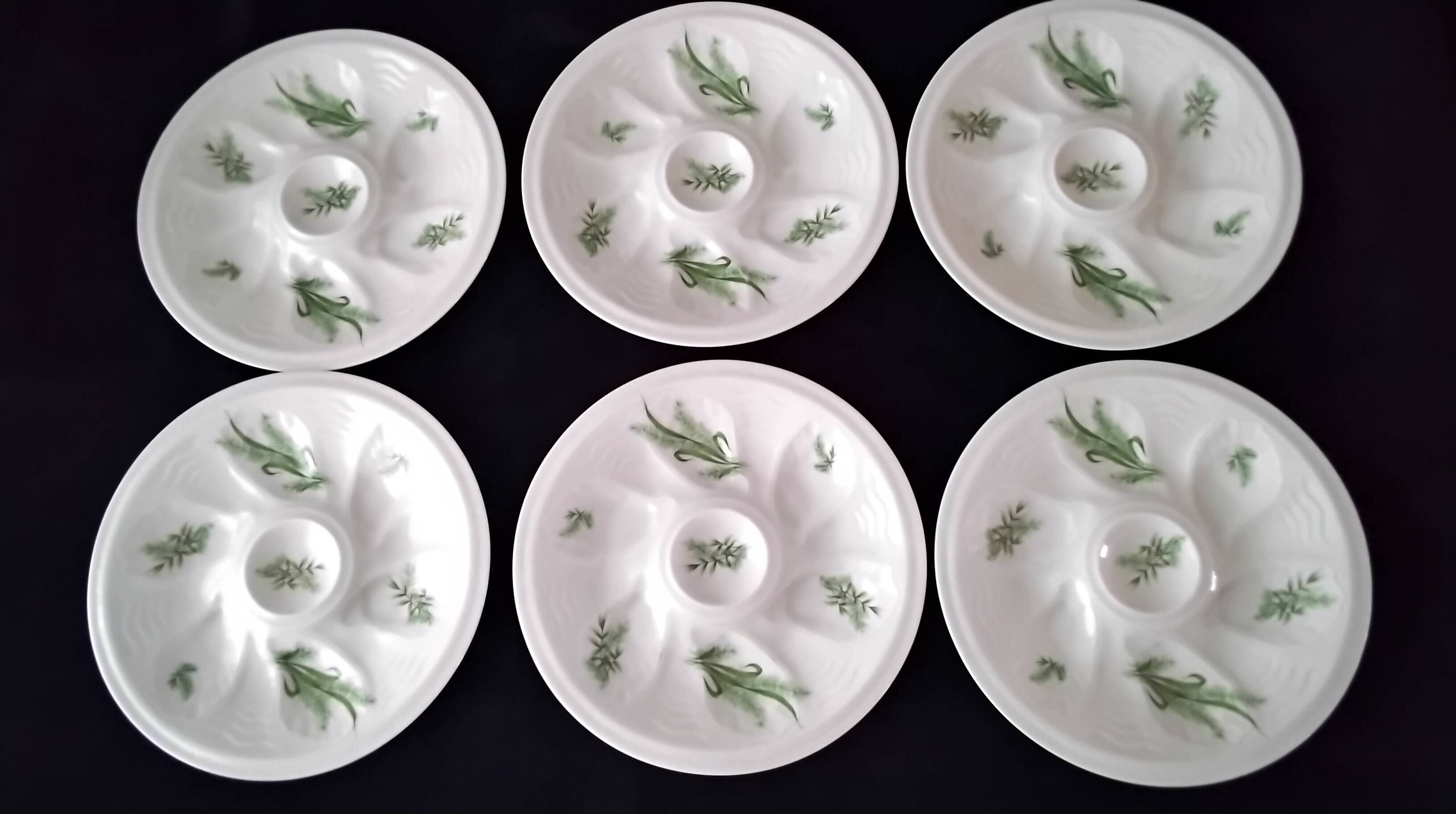 6 oyster plates in Limoges porcelain