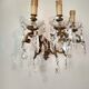 3 Bronze and crystal light wall sconce, late 19th century