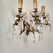 3 Bronze and crystal light wall sconce, late 19th century