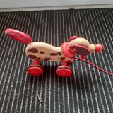 Chien articulè en bois a tirer