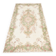 Tapis vintage à motif floral beige et vert 4x7, tapis anatolien, 113x207 cm