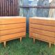 Vintage commodes (duo) in oak with 4 drawers.