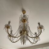 Chandelier with brass and glass grapevines