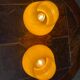Pair of vintage yellow glass mushroom lamps SCE France